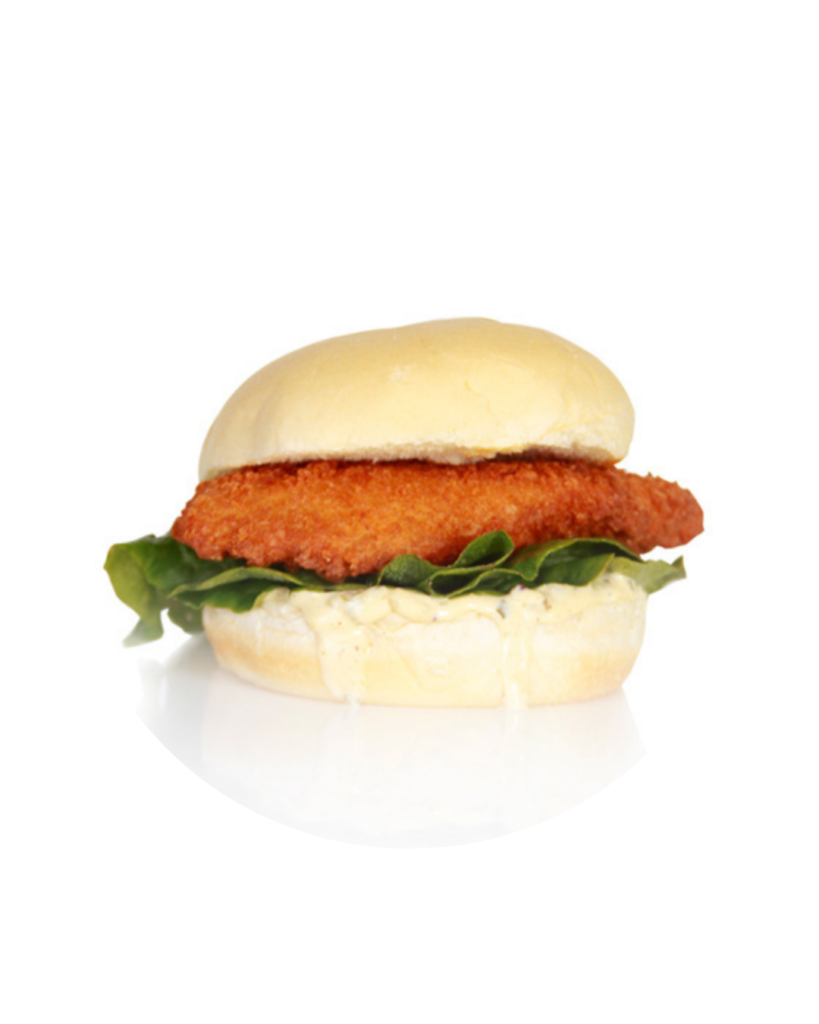 Crispy fried chicken sandwich with lettuce on a soft bun classic fast food style