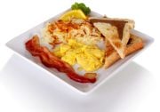 Warrens bacon and egg breakfast.
