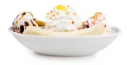 Warrens banana split dessert.